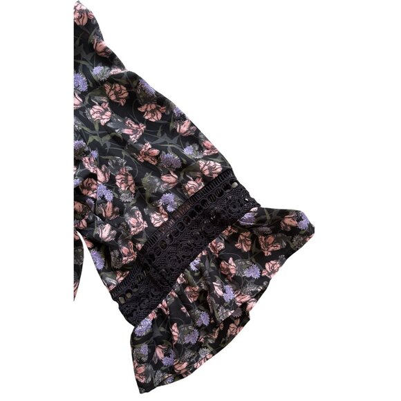 Women Within 2X Floral Velvet & Lace Boho Tunic 3/4 Bell Sleeve Plus Size - Picture 3 of 5